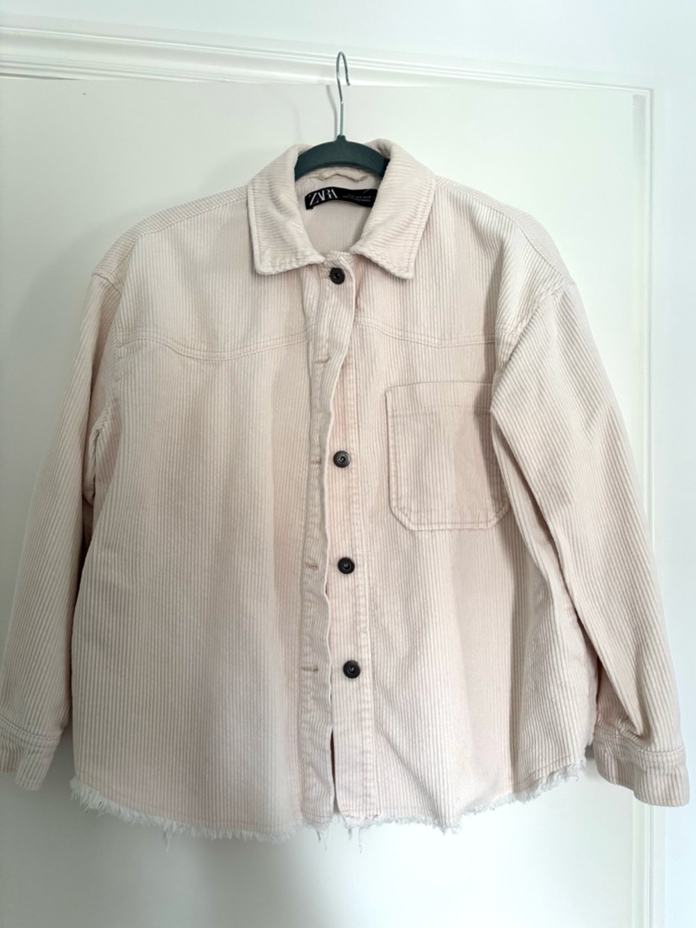 Zara Cream Corduroy Button-Up Shacket